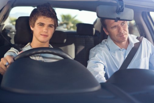 Father and son driving