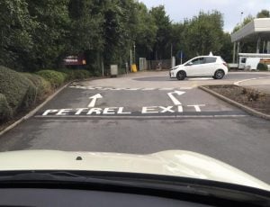 A sign at the Sainsbury's branch in Edenthorpe, Doncaster, where misspelt road markings point drivers towards a small species of sea bird.