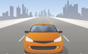 car-and-highway-front-view-vector-illustration