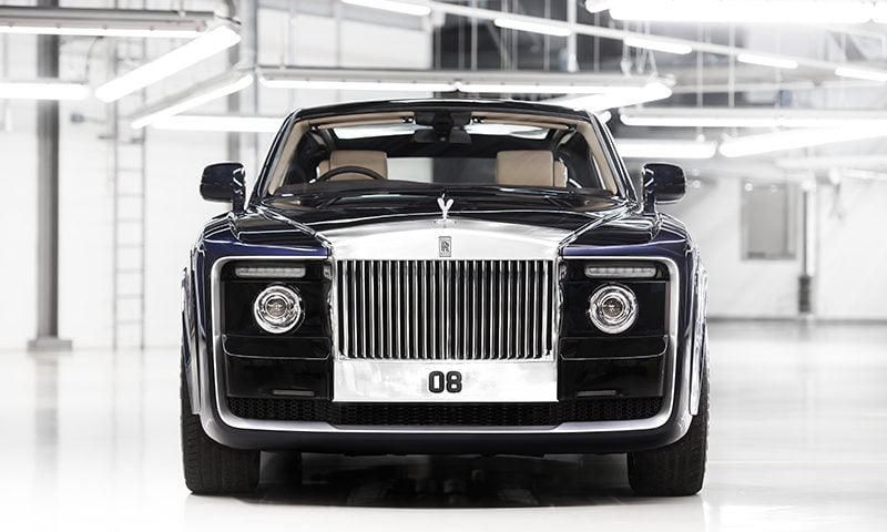 The personalised Sweptail Rolls Royce reportedly cost £10 million.