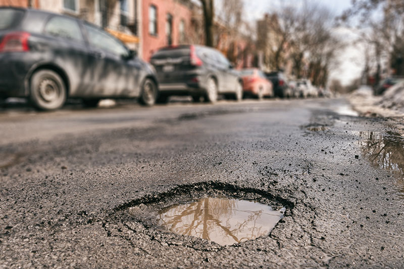 Potholes pose a danger to vehicles