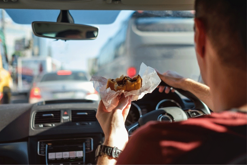 Does eating at the wheel distract you from driving?