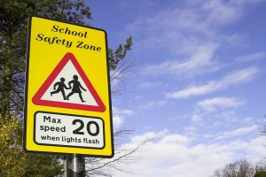 School safety zone road sign