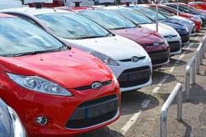 A row of Ford Fiesta cars for sale