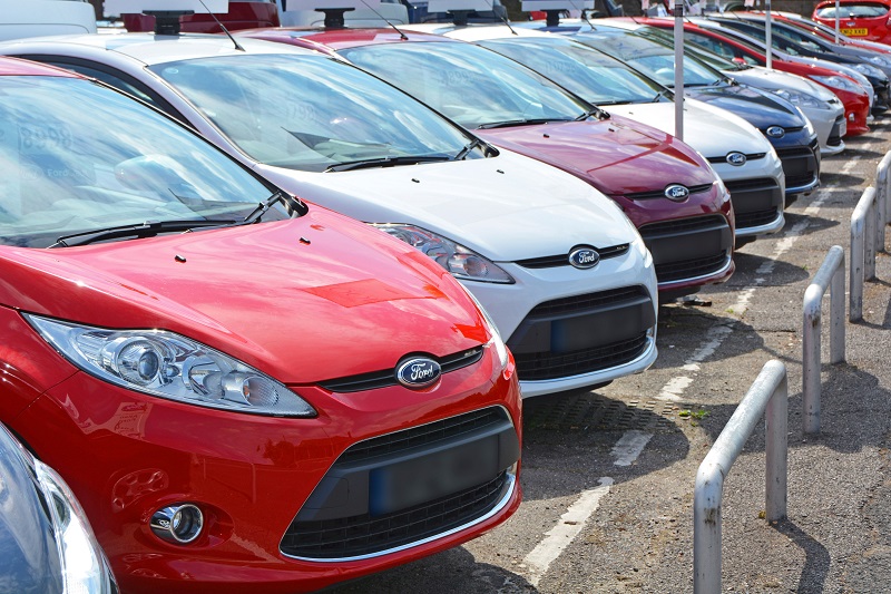 A row of Ford Fiesta cars for sale