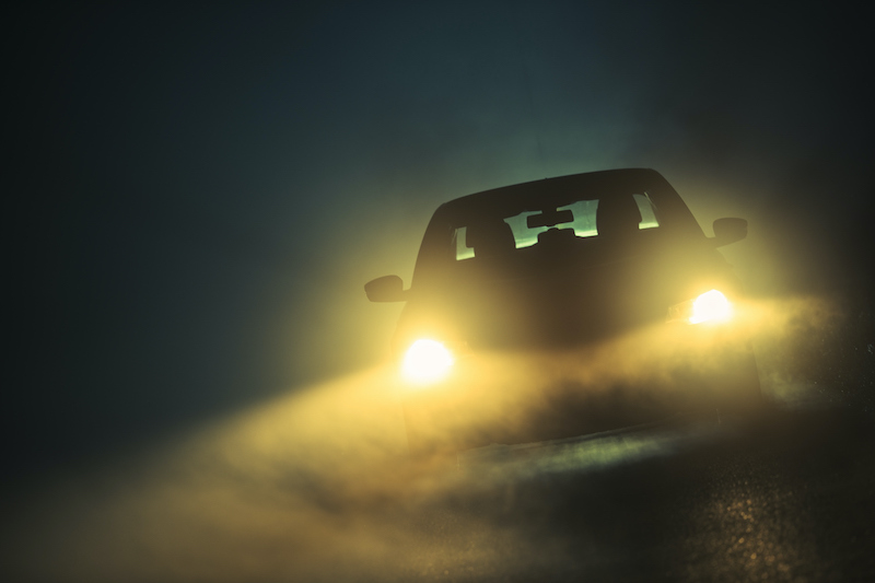 Car with fog lights on