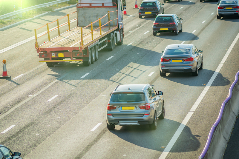 Cars driving on a UK motorway